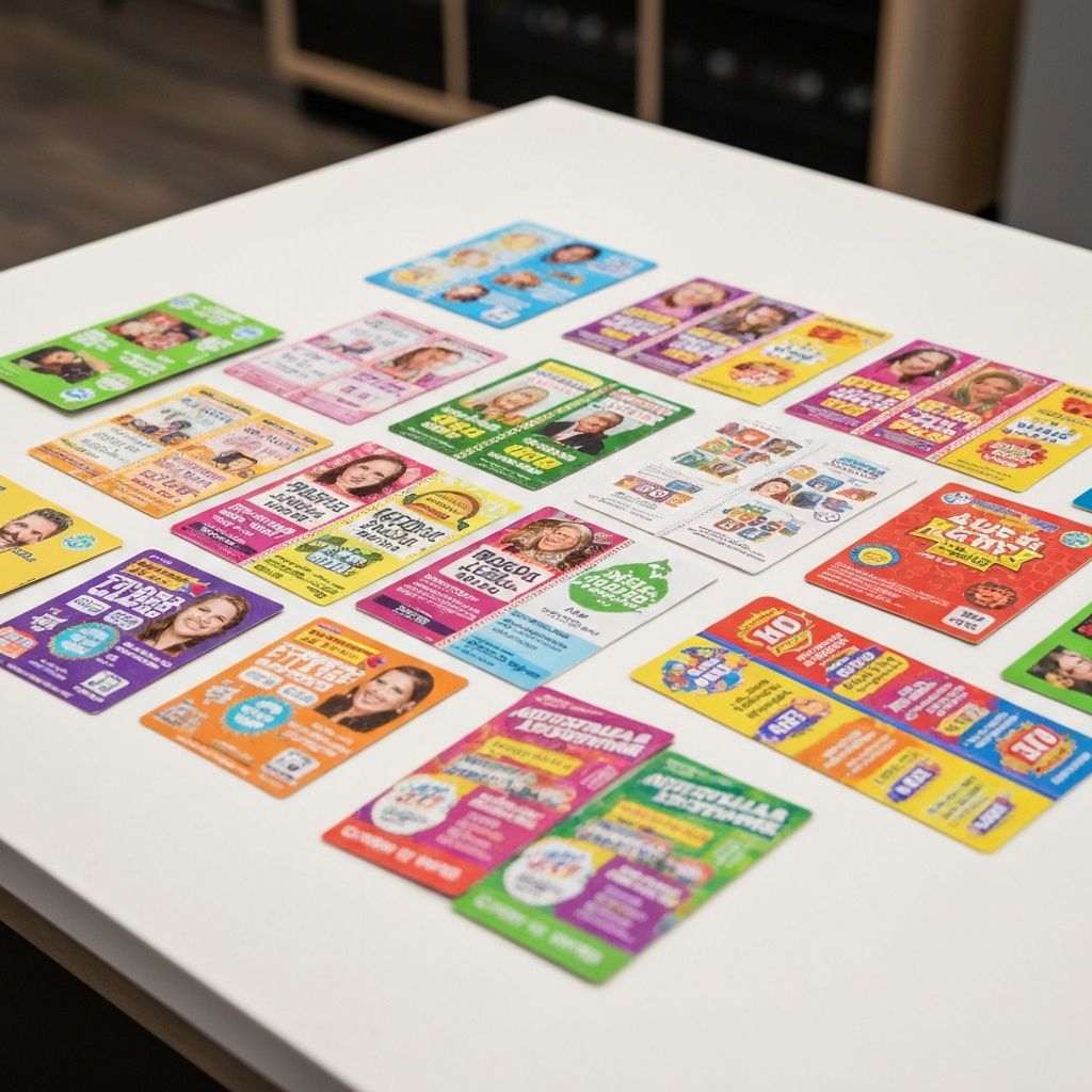 Colourful lottery and scratch-it tickets